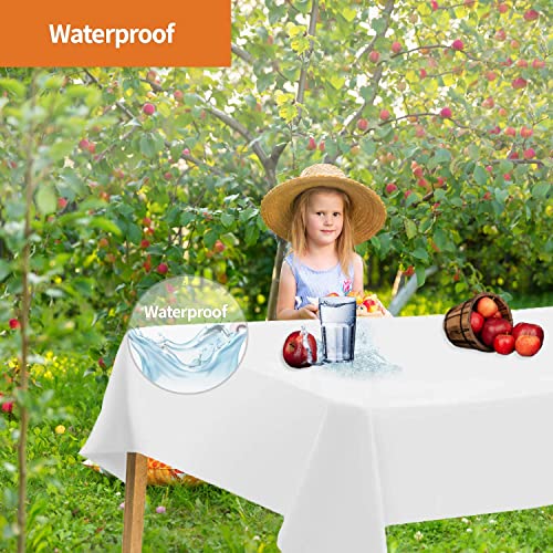 Image of Party Dimensions White Disposable Plastic Tablecloth for Rectangle Tables (48 Pack) Premium Decorative Table Cloths for Parties, Events & Weddings, Indoors & Outdoors, 54 x 108 inches