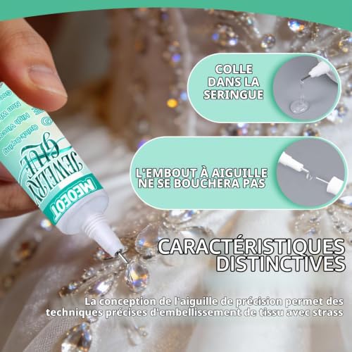 Meoeot Colle Bijoux Extra Fort, 120ml Rhinestone Glue Transparente, Imperméable, Colle à Perles, Collage Précis Des Pierres Précieuses, Perles, Boucles D’oreilles, Bracelets,Colliers, Loisirs Créatifs – vue 4