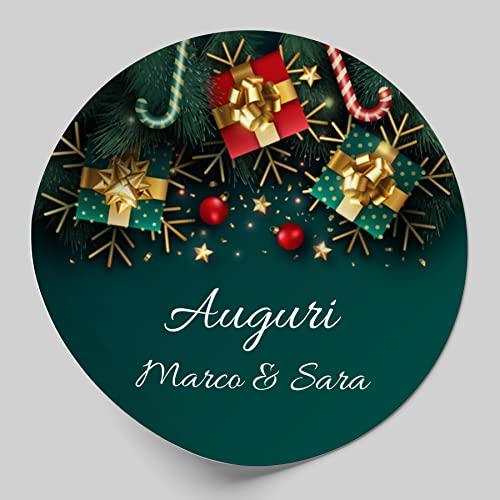 Personalisierte Aufkleber für Weihnachtsgrüße - Aufkleber mit personalisierbarem Text (Weihnachten 5, 6 cm) Cover