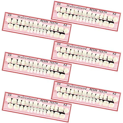 168 Pieces Fake Teeth False Teeth Sets Complete Acrylic Resin Teeth Denture Dental Teeth Dentures False Teeth False Tooth Kit for Horror Prop DIY Teach Model 6 Sets, 23 A2