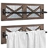 Autumn Alley Farmhouse Rustic Towel Rack Holder - Wood Towel Rack - Farmhouse Towel Holder for Rustic Bathroom and Farmhouse Kitchen Style Décor - 18" Wall Mounted, Set of 2, Rustic Brown