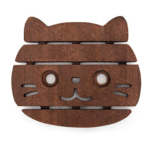 The Mammoth Design Cat Trivets for Hot Dishes, Perfect Gift, Decorative Wooden Trivet