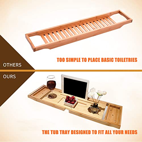 Bañera extensible con soporte para libro y tablet caddy organizador 6