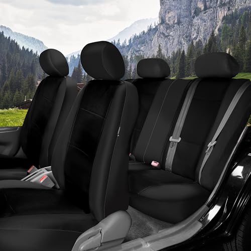 FH Group Car Seat Covers Full Set Neoprene - Universal Fit, Automotive Low Back Front Seat Covers, Airbag Compatible, Split Bench Rear Seat, Washable Seat Cover for SUV, Sedan Black by FH Group - Image 3