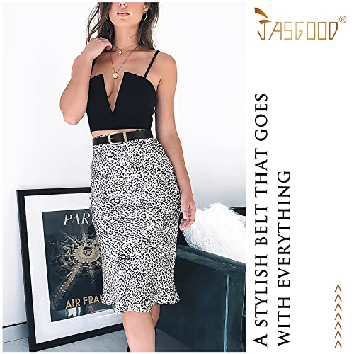 JASGOOD Women's Leather Belt for Jeans Pants, Fashion Ladies Belt for Dresses with Gold Buckle4