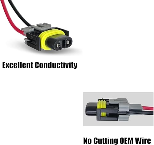 Miniatura 2 de Nowkont Paquete de 2 conectores de arnés de luz antiniebla con cable, enchufe adaptador de coleta impermeable H11, DJ7028Y-2.8-21, accesorios