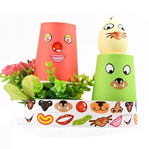 Lependor 600 Pcs Colorful Nose Stickers Labels & 600 Pcs Colorful Mouth Stickers Labels - (Two Rolls) #TOP4