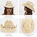 Melesh Straw Cowboy Hat, Western Cowgirl Hat, Wide Brim Sun Beach Hat for Men and Women (US, Alpha, One Size, Beige-M25)