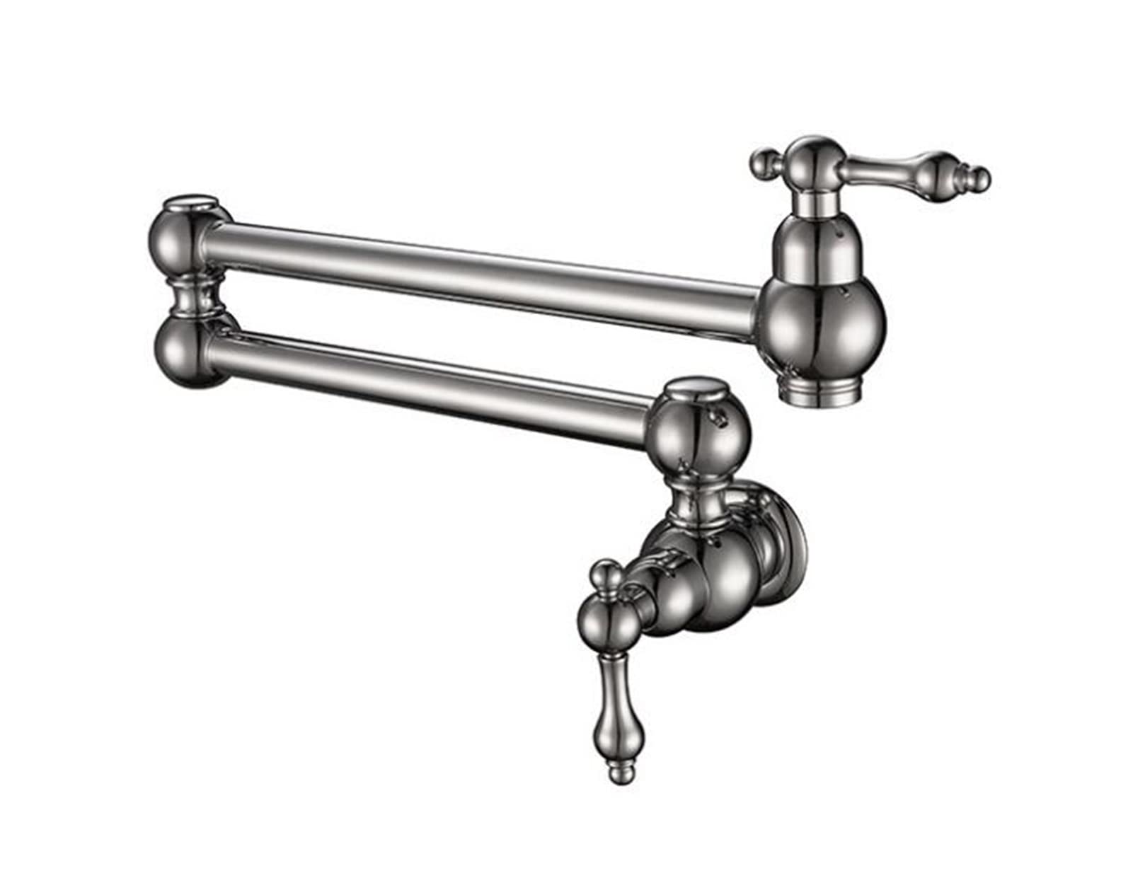 Cudtapi Chrome Bathroom Faucet Brass Kitchen Faucet Single Handle Pot Filler Swing Spout Wall Mount Cold Bathroom Tap(Chrome)