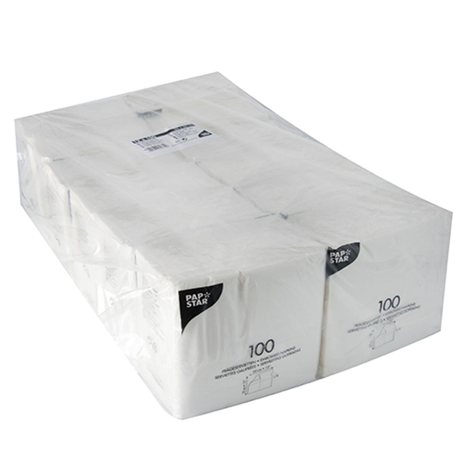 4800 Servietten, 1-lagig 1/4-Falz 33 cm x 33 cm weiss (81451)