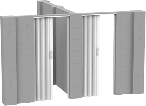 EverBlock 12 x 10 x 7 T-Shaped Wall Kit with 2 Accordion Doors | 3 x 7 Doorways | Modular Building Blocks | Room Divider & Partition | Easy to Connect & Reuse | Indoor & Outdoor Use | Light Gray
