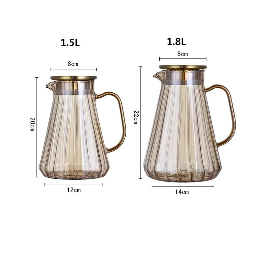 Jarra de Agua Hervidor de Agua Vidrio Gran Capacidad for el hogar, Jarra Creativa for fría, Jugo, Leche, café, Tetera, 1,5 l o,8 | Medio