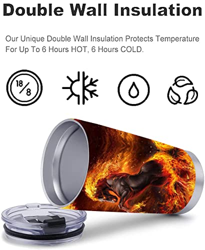 20Oz Fire Horse Tumbler Cup With Lid, Stainless Steel Double Wall Vacuum Thermos Insulated Travel Coffee Mug(Fire Horse Tumbler) One Tumbler Cup #TOP1