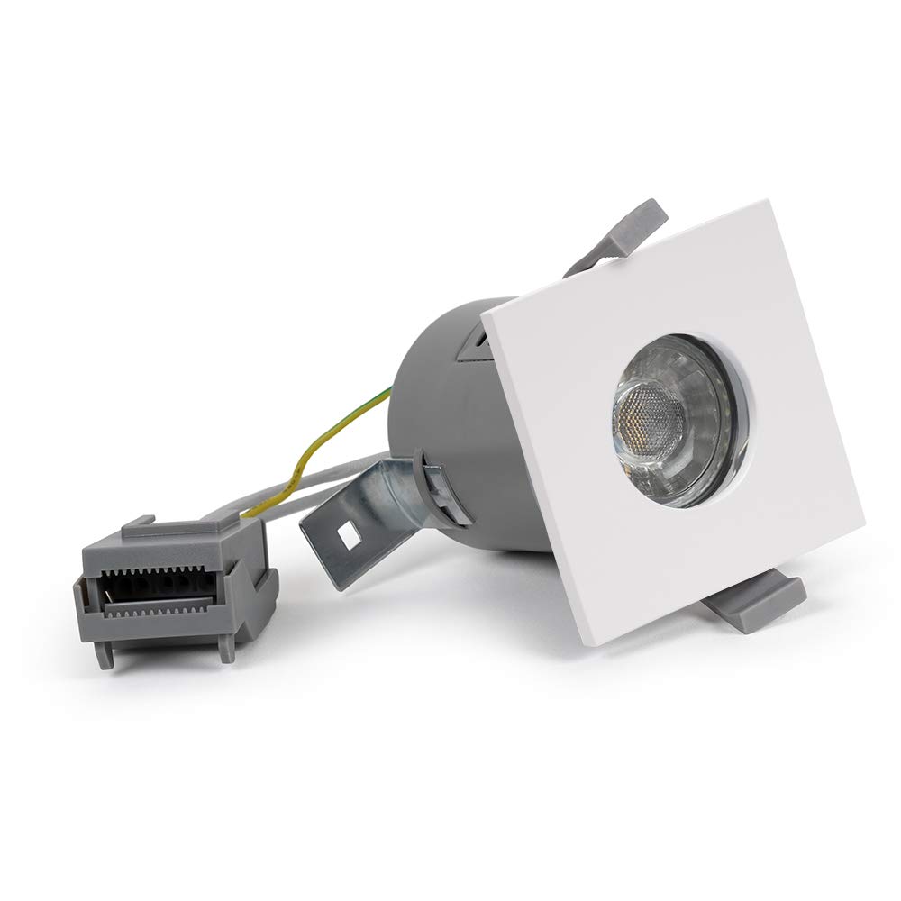Lieber White Gu10 Fire Rated Ip65 Square Downlight