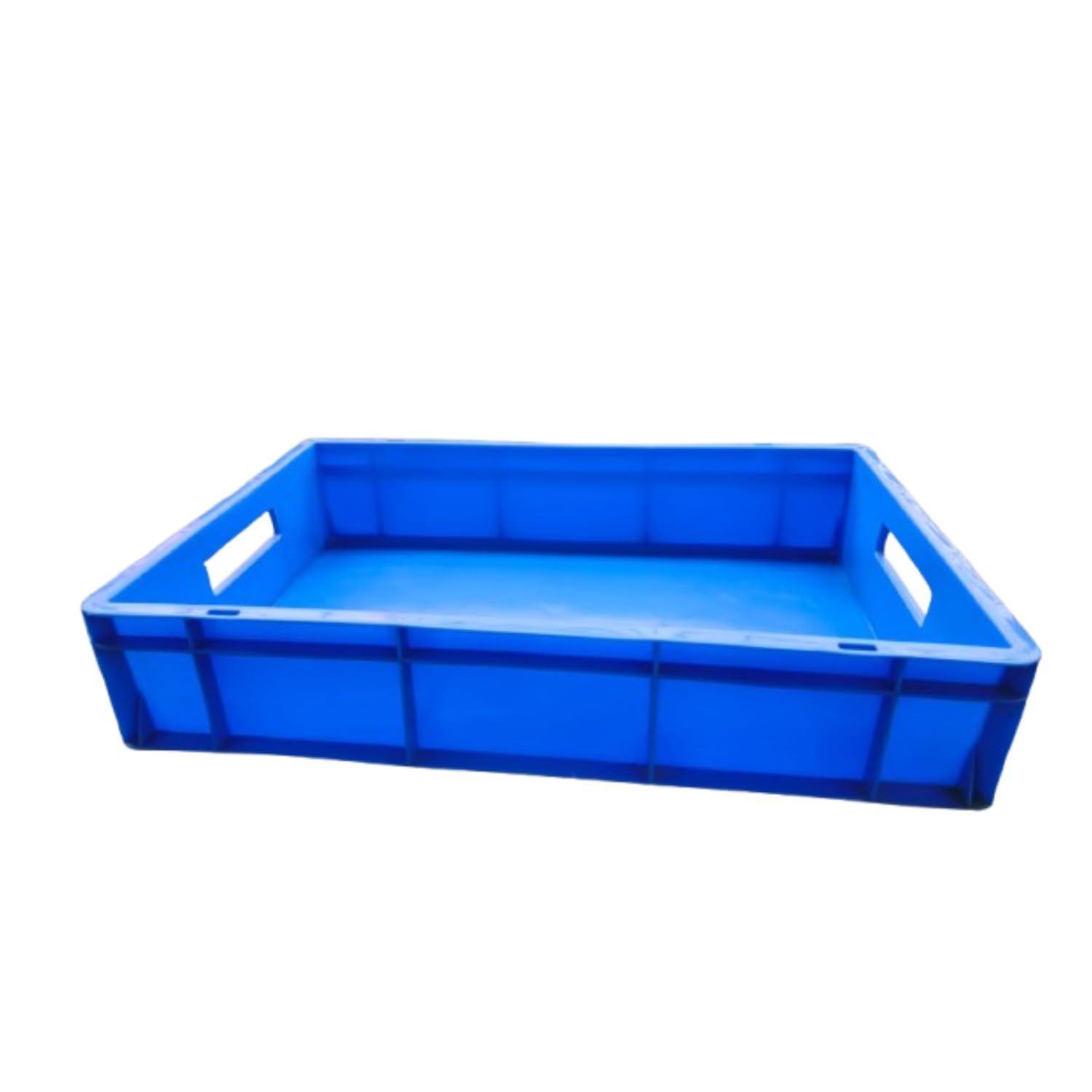 Size 600X400X120 MM Multipurpose Heavy Duty blue Portable Plastic Crate | Organizer Stackable Shelf Basket for Large Storage Bin | Vegetable | Fruit | Fish | Milk - (Pack of 1)