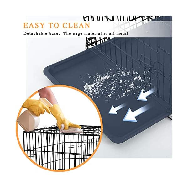Dog Cage, 42 Inches Large Dog Crate Metal Double Door Folding Metal Pet Dog Kennel with Divider Panel, Leak-Proof Plastic Pan, Indoor Outdoor Pet Crates for Small and Large Pets Dog Cage, 42 Inches Large Dog Crate Metal Double Door Folding Metal Pet Dog Kennel with Divider Panel, Leak-Proof Plastic Pan, Indoor Outdoor Pet Crates for Small and Large Pets