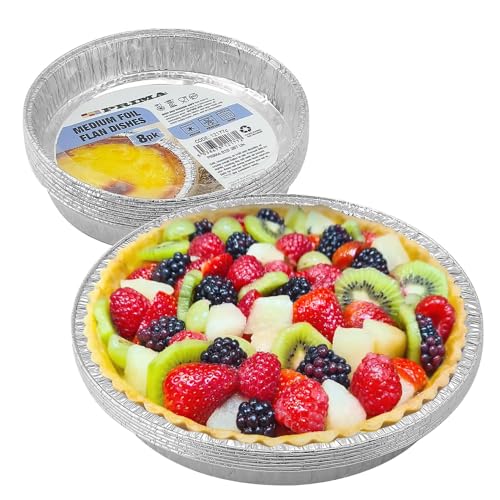 BARGAINS-GALORE Pack of 64 Disposable Medium Foil Flan Dishes - Aluminium Round Foil Pans | Disposable, Baking Trays | Pie Tins Pot Ideal for All Types of Pie | Strong Quality