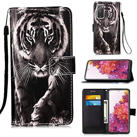 TTNAO Compatible with Samsung S20 FE/S20 FE(5G)/S20 Lite PU Leather Card Slot Wallet Flip Folio Magnetic Clasp Shell Shockproof Bumper Cover(Tiger) Cover