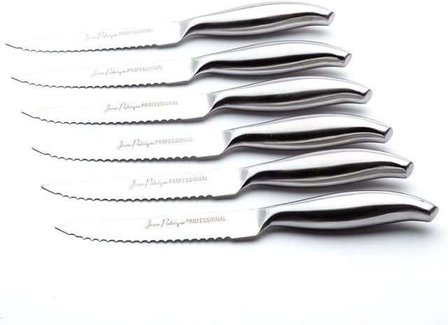 Stainless Steel Steak Knives - Set of 6 | Each Steak Knife is Constructed from Superior high-Carbon Stainless Steel for Strength and Durability | from Jean Patrique