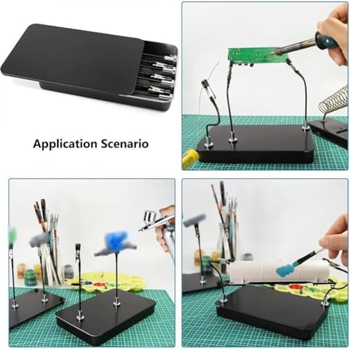 Minhe Model Metal Clamps 15 Pack with Storage Box for Hobby Painting, Bendable Alligator-Clips with Rubber Tips, Adjustable Model Holding Stand Base for Airbrush Spray Projects — view 6