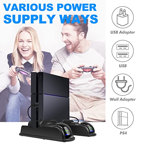 Labtec PS4 Ständer mit Lüfter und Dual Controller Ladestation für Playstation 4/PS4 Slim/PS4 Pro mit 12 Spiel Slot, PS4 Zubehör