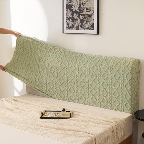Image of HOMETHREADS Stretchable Lycra /Velvet Headboard Cover | Soft, Dust-Proof & Wrinkle-Resistant Bed Back Protector | Fits Leather, Wooden & Fabric Bedsides | for 5ft to 6.5ft Beds (Green, 175x65cm)