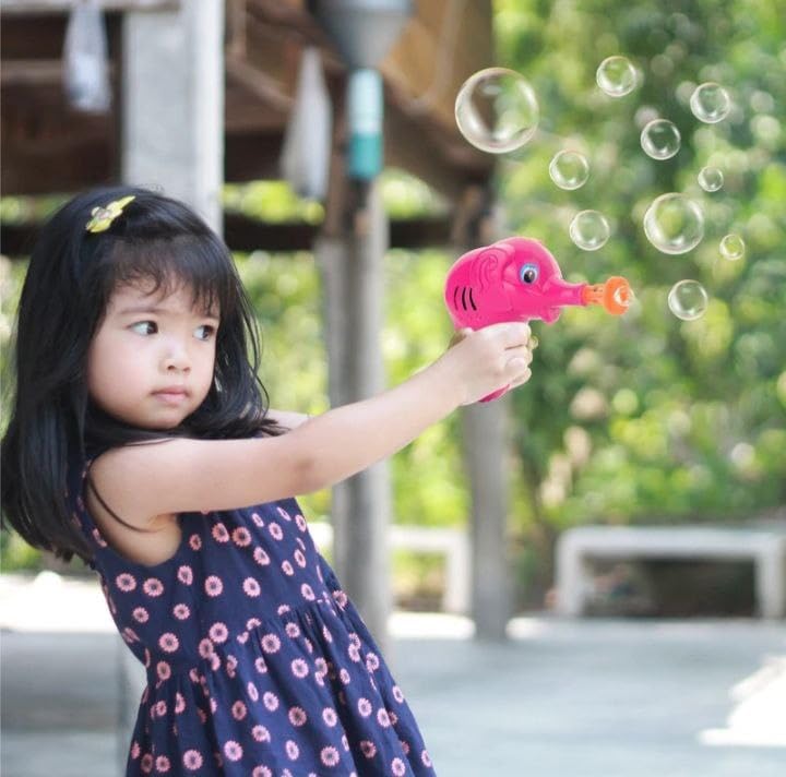 Image of Crafts and Toys Elephant Bubble Gun Toy for Kids (Pack of 1) with Bubble Liquid Bottle | Hand Pressing Bubble Blower | Fun Outdoor & Indoor Toy for Boys & Girls (N620)
