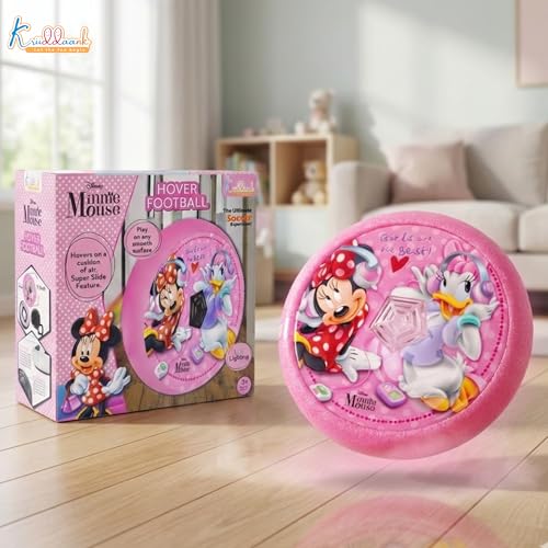 Image of Minnie Hover Football - LED Light-Up Air Power Indoor Soccer Ball with Soft Foam Bumper & Super Slide Feature, Safe Gliding Game for Girls, Pink Character Birthday Gift for Kids 3+