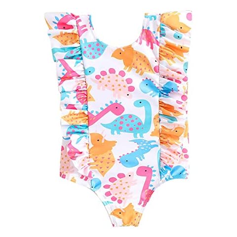 KIMJUN Baby Toddler Girls One Piece Swimsuit Kid Swimwear Bathing Suit Rash Guard dinosaur 80 Cover