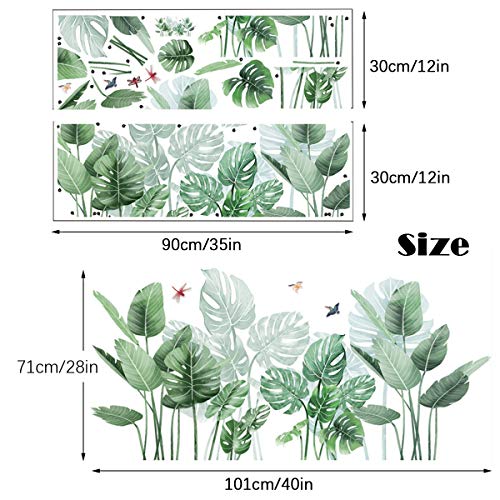 Groene tropische bladeren muursticker, palmblad planten muursticker, Nordic Tropische Planten Schildpad Bladeren… - Afbeelding 3