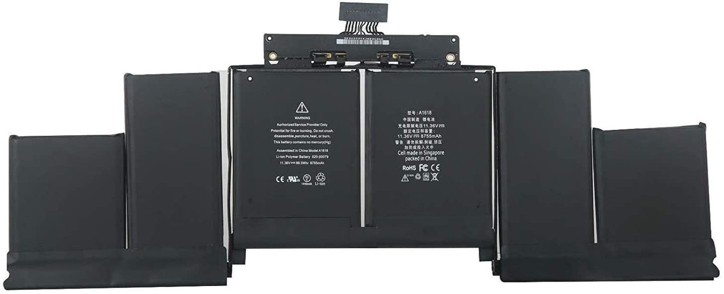 A1618 A1398 Laptop Battery Compatible for Mac Book Pro 15″ Retina A1398 Mid 2015 Ver MJLQ2LL/A MJLT2LL/A MJLU2LL/A EMC 2909 2910,P/N:020-00079 02000079 1ICP9/47/95-ICP8/56/66-2 [11.36V 99.5Wh]
