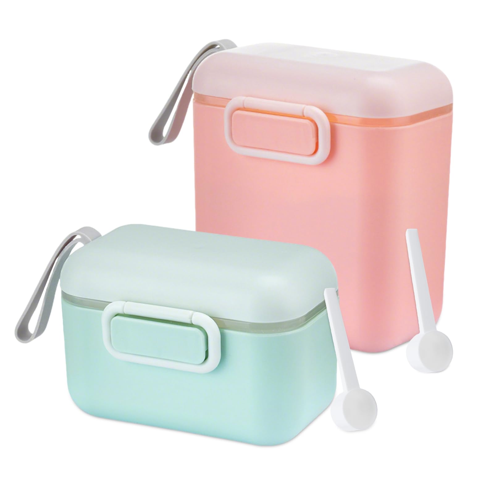 Dispensador Leche en Polvo Bebé y Cereales 2 Piezas Dispensador de Leche en Polvo con Cuchara, Contenedor Dispensador de Fórmula Portátil para Viajes Actividades al Aire Libre para Bebés