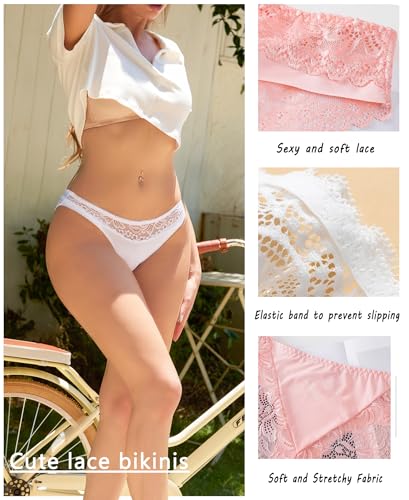 Sexy Underwear for Women Cute Lace Cheeky Bikini Panties Ladies No Show Silky Hipster 6 Pack3