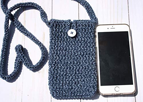 Cross Body Cell Phone Holder, Phone Sleeve, Purse, Marled Denim2