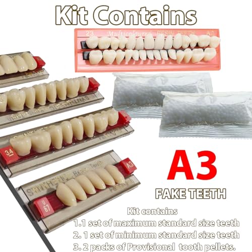 Image of A3 Fake Teeth, 1+1 Set ofmaximum Standard Size Teeth Provisional Tooth Fake Teeth, Tooth kit, Tooth Kit DIY All Teeth 1+ 1Sets.Dental Education,Dental Teeth Teaching Model., Bag