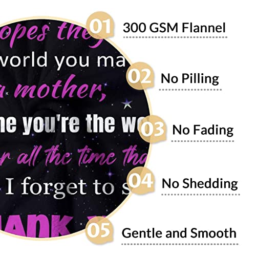 Mom Throw Blanket - Soft, Fuzzy & Warm - 50x60 Inches to My Mom Blankets for Living Room, Decorative - Black Modern Throws Birthday Gifts from Daughter or Son