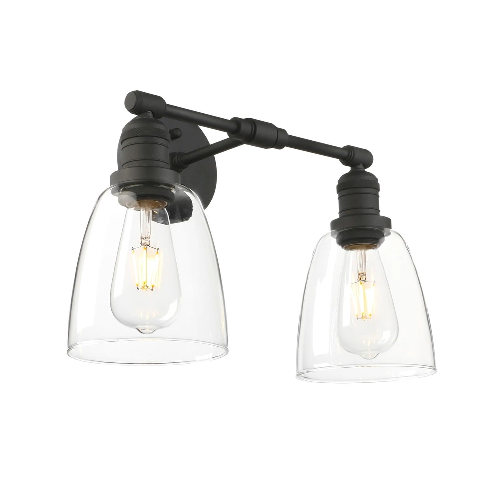 CWCQGH Wall Sconces, Industrial Wall Lights Fitting with Oval Glass Shade 2 Lights Retro Light Fixtures for Bedroom Vanity Mirror,A