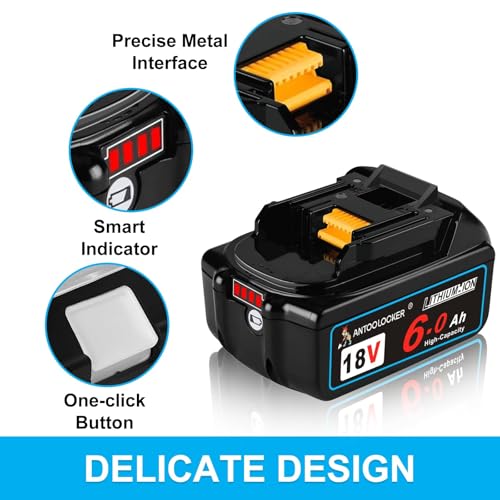 Image of Replacement for Makita 18v Battery: 2 Packs 6.0ah High Capacity Lithium Ion Batteries Compatible with 18 Volt BL1860 BL1820BL1830 BL1840 BL1850 for Cordless Power Tools