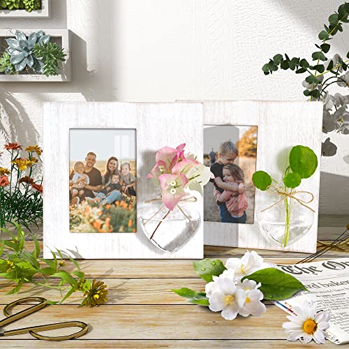Takfot 4X6 Picture Frame Distressed White, 3 Desk Photo Frames With Heart Shaped Vase For Office Home Decor, Multi Photo Collage Frame For Wall Hanging&Tabletop, Wedding Grandma Mother Mom Gifts #TOP2