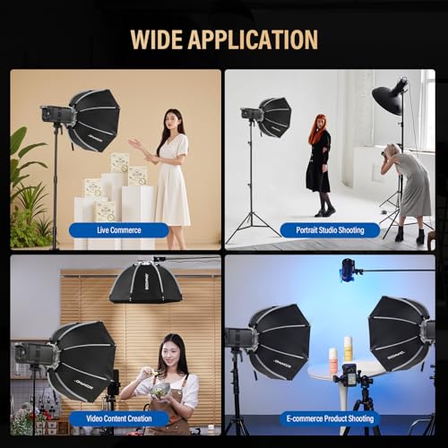 Soonpho 26"/65cm Octagonal Softbox, Quick Release Bowens Mount Softbox with Honeycomb Grid, Light Diffusers, Bag for Godox SL60W, SL60IID, SL60IIBI, for Neewer CB60B, FS150B, CB100C, for Amaran 200x S - image 7