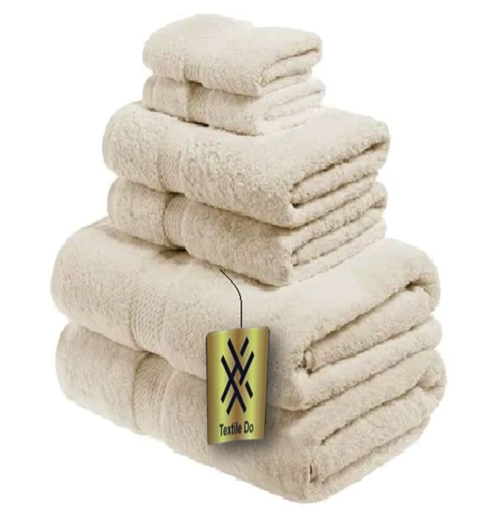 TEXTILE Luxury 100% Egyptian Combed Cotton Towel Set Super Soft 800 GSM Highly Absorbent Face Hand Large Jumbo Bathroom Towel (Bath Towel, Cream)