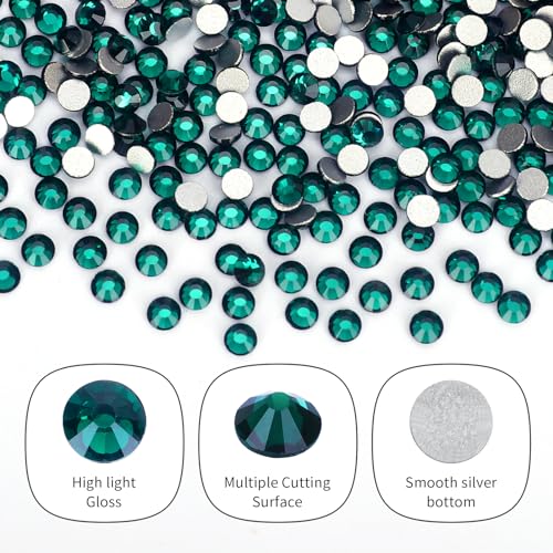 Image of 10000PCS Emerald Rhinestones Bulk, Flat Back Crystal Glass Stone Round Gems,SS10, 2.7-2.9mm