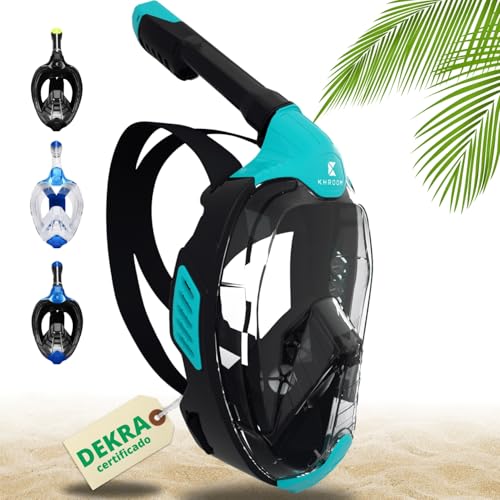 Equipo de snorkel Khroom turquesa L/XL para explorar arrecifes y playas estas vacaciones de verano