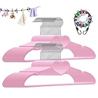 ZRKFSR Plastic Hangers, Pink Hangers Ultra Thin Space Saving-Cute Heart Hangers Pink Plastic Hangers Clothes Hanger with 360 Degree Swivel Hook -Strong Adult Coat Hangers for Dress,Shirt,Coat