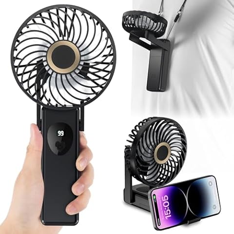 YiWeel Portable Handheld Fan with Digital Display Cover