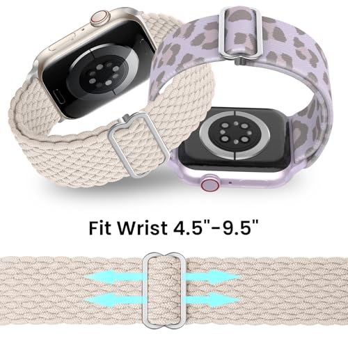 Image of Delidigi Stretchy Bands Compatible for Apple Watch Band Women 40mm 38mm 41mm 42mm 44mm 45mm 46mm 49mm, Nylon Braided Straps for iWatch Series 11 10 9 8 7 6 SE 5 4 3 Ultra 3 2 1