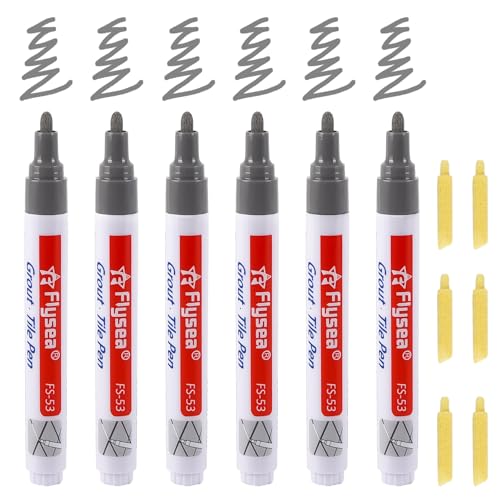 Stylo à Coulis, 6 Pièces Grout Pen, Stylo pour Coulis Tile Grout Stylos Restaurateur Jointoiement Réparation Marqueur Mur Salle De Bain Plancher Cuisine - Gris foncé