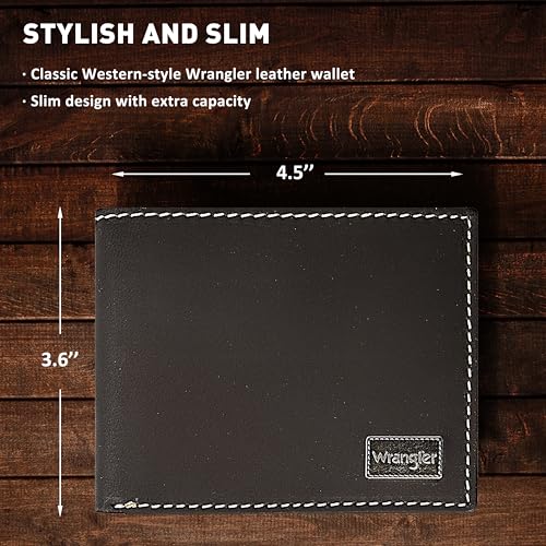 Wrangler Men's Bifold Wallet, Genuine Leather, Gift for Him4