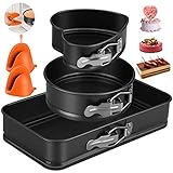 [Pan Molde para pasteles con forma de resorte de alta calidad] Hecho de acero al carbono de alta calidad y revestimiento reforzado, libre de BPA y PEOA, 100% seguro y saludable. Temperatura de resistencia al calor: 230 ℃ / 445 ℉, a prueba de microondas.