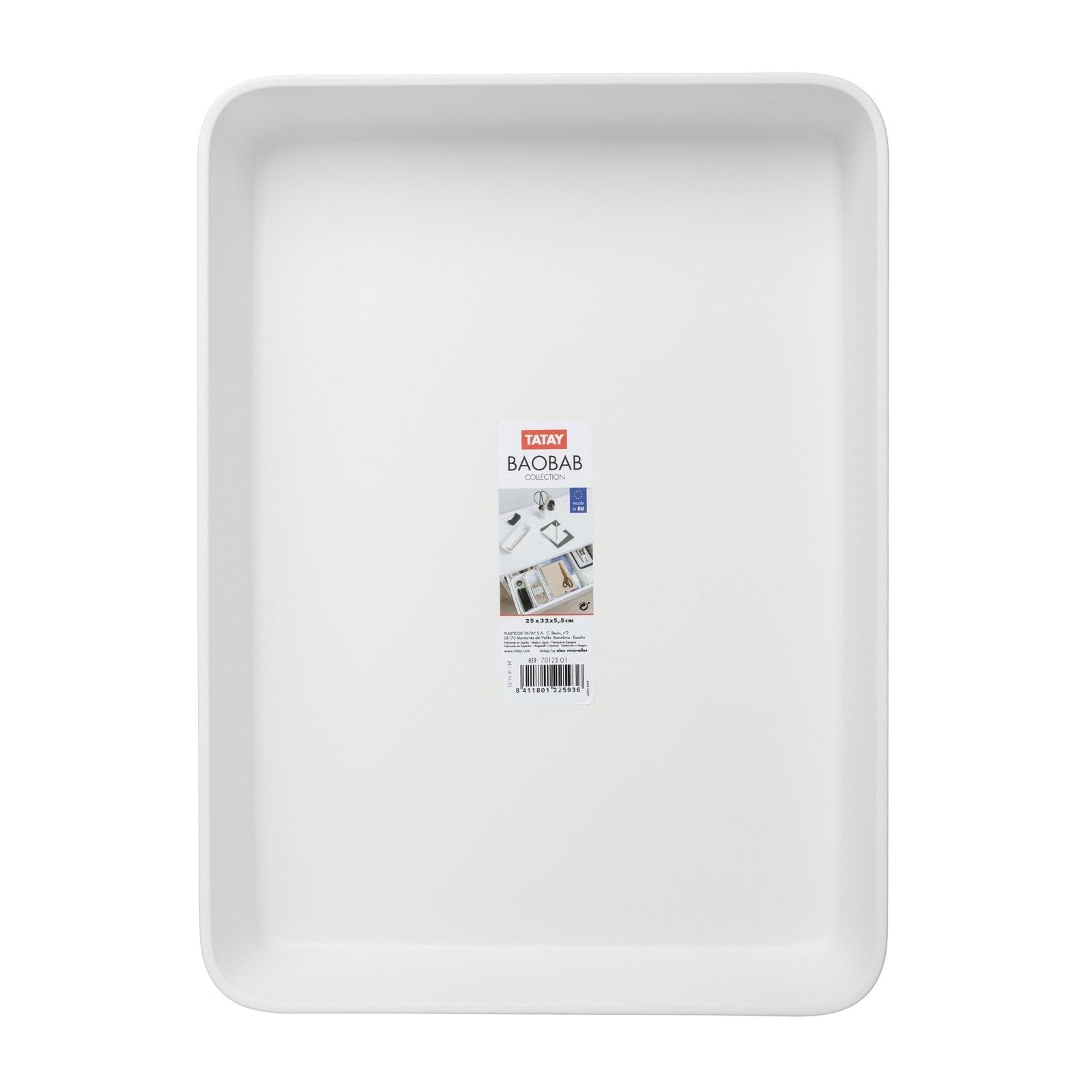 Tatay Caja Organizadora A4 Baobab | Cesta Almacenaje Plastico | Diseño Elegante Funcional | Orden Hogar y Oficina | Plástico Reciclado Libre de BPA | 24,7x33,6x5,6 cm, Blanco